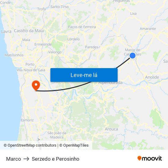 Marco to Serzedo e Perosinho map