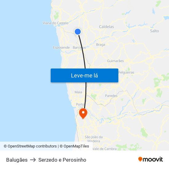 Balugães to Serzedo e Perosinho map