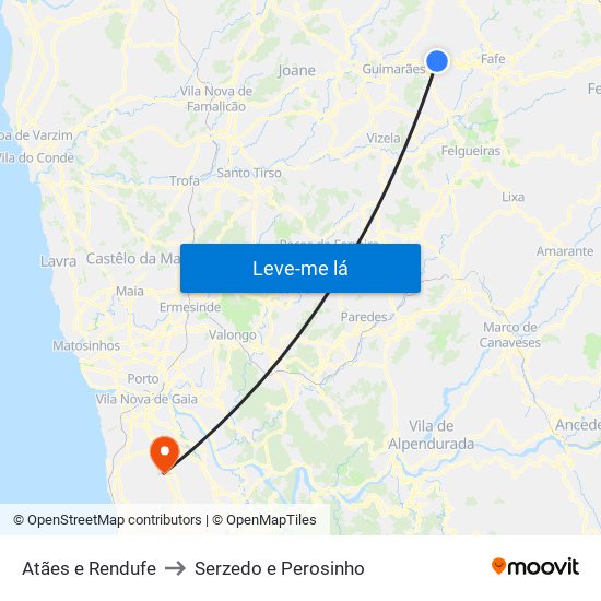 Atães e Rendufe to Serzedo e Perosinho map