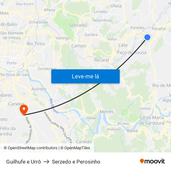 Guilhufe e Urrô to Serzedo e Perosinho map