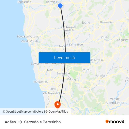 Adães to Serzedo e Perosinho map