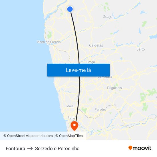 Fontoura to Serzedo e Perosinho map