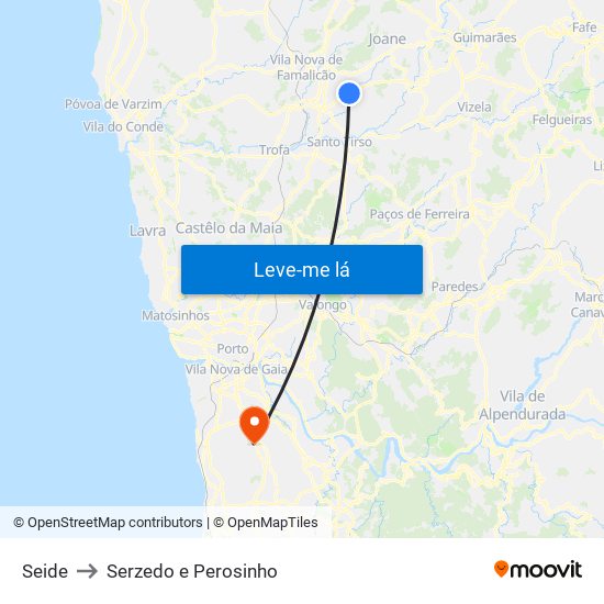 Seide to Serzedo e Perosinho map