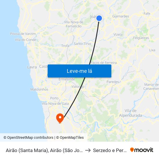 Airão (Santa Maria), Airão (São João) e Vermil to Serzedo e Perosinho map