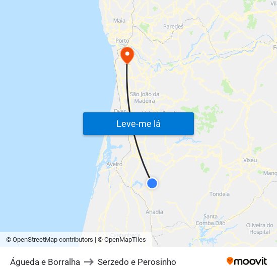 Águeda e Borralha to Serzedo e Perosinho map