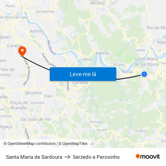 Santa Maria de Sardoura to Serzedo e Perosinho map