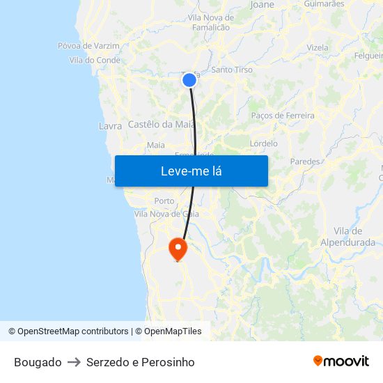 Bougado to Serzedo e Perosinho map