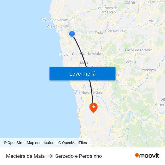 Macieira da Maia to Serzedo e Perosinho map
