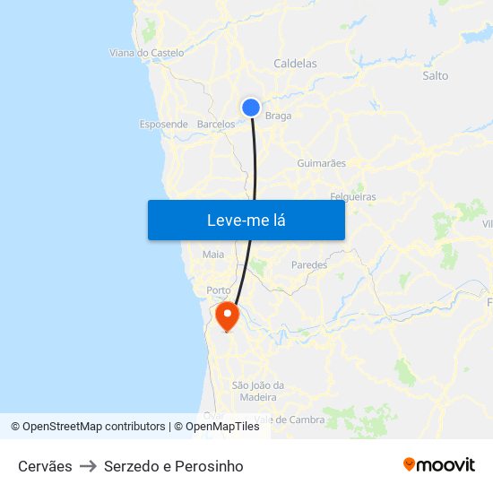 Cervães to Serzedo e Perosinho map