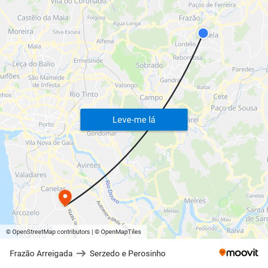 Frazão Arreigada to Serzedo e Perosinho map