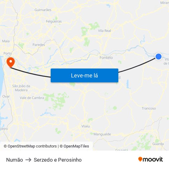 Numão to Serzedo e Perosinho map