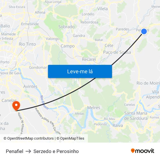 Penafiel to Serzedo e Perosinho map