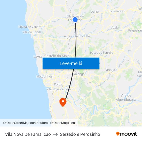 Vila Nova De Famalicão to Serzedo e Perosinho map