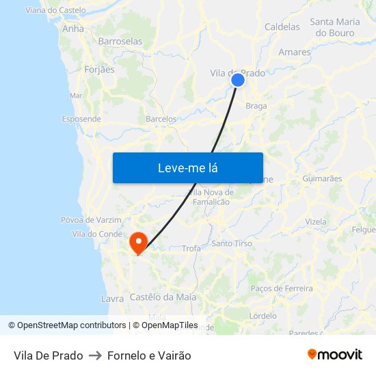 Vila De Prado to Fornelo e Vairão map