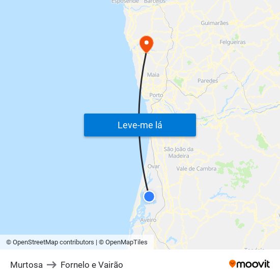 Murtosa to Fornelo e Vairão map