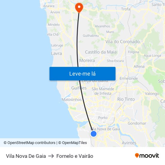 Vila Nova De Gaia to Fornelo e Vairão map