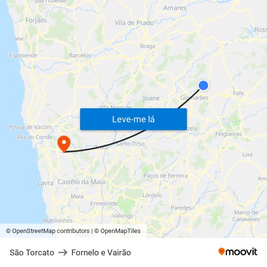 São Torcato to Fornelo e Vairão map