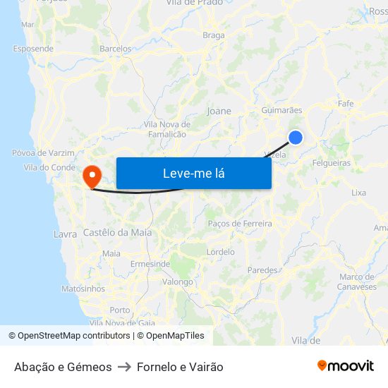 Abação e Gémeos to Fornelo e Vairão map