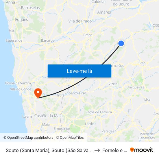 Souto (Santa Maria), Souto (São Salvador) e Gondomar to Fornelo e Vairão map