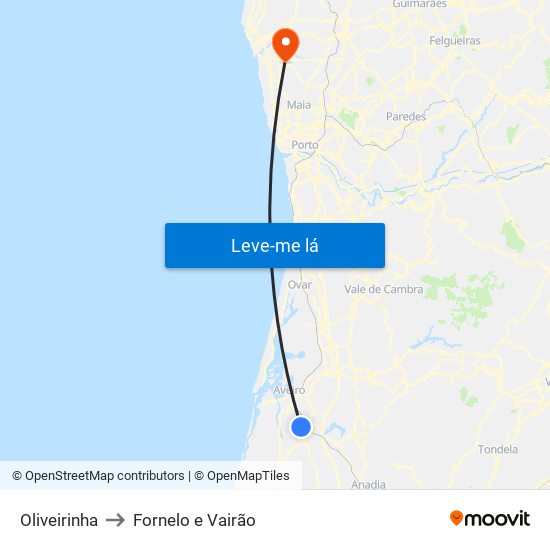 Oliveirinha to Fornelo e Vairão map