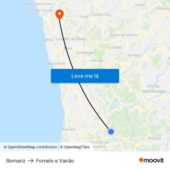 Romariz to Fornelo e Vairão map