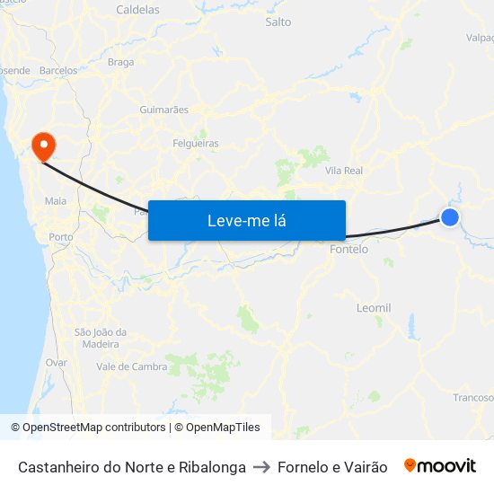 Castanheiro do Norte e Ribalonga to Fornelo e Vairão map