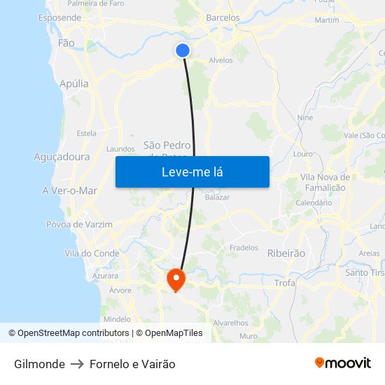 Gilmonde to Fornelo e Vairão map