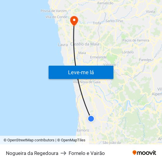 Nogueira da Regedoura to Fornelo e Vairão map