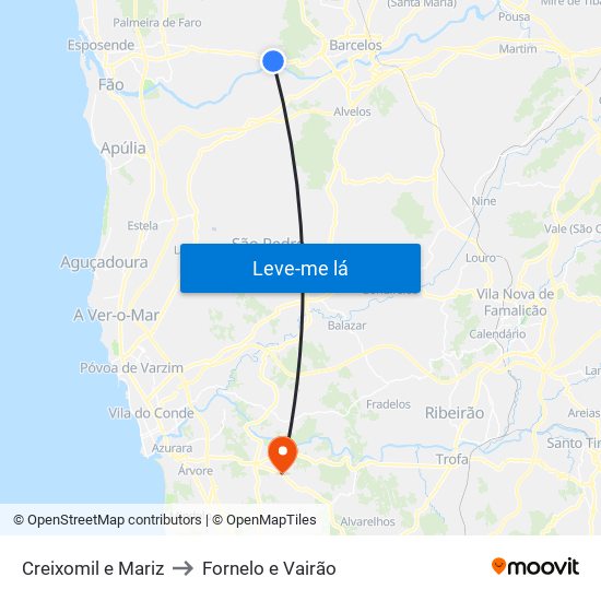 Creixomil e Mariz to Fornelo e Vairão map