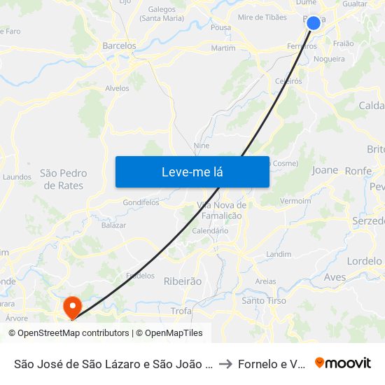 São José de São Lázaro e São João do Souto to Fornelo e Vairão map