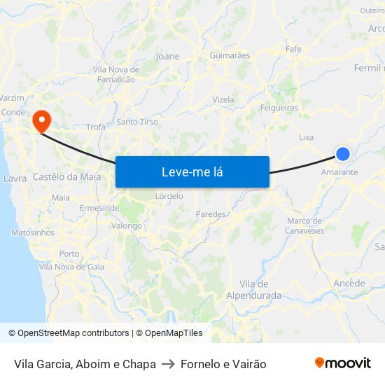 Vila Garcia, Aboim e Chapa to Fornelo e Vairão map