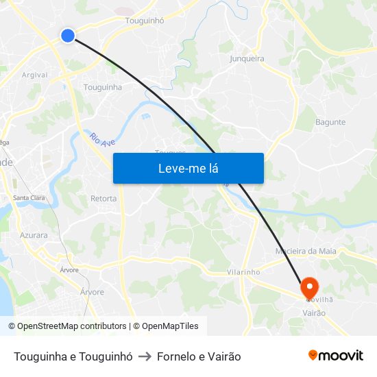 Touguinha e Touguinhó to Fornelo e Vairão map