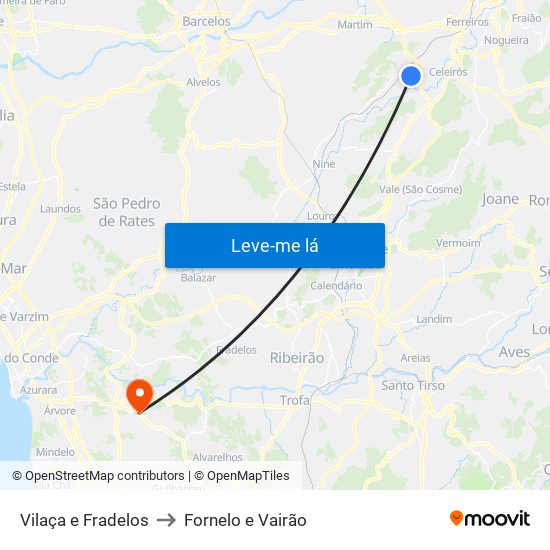 Vilaça e Fradelos to Fornelo e Vairão map