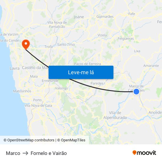 Marco to Fornelo e Vairão map