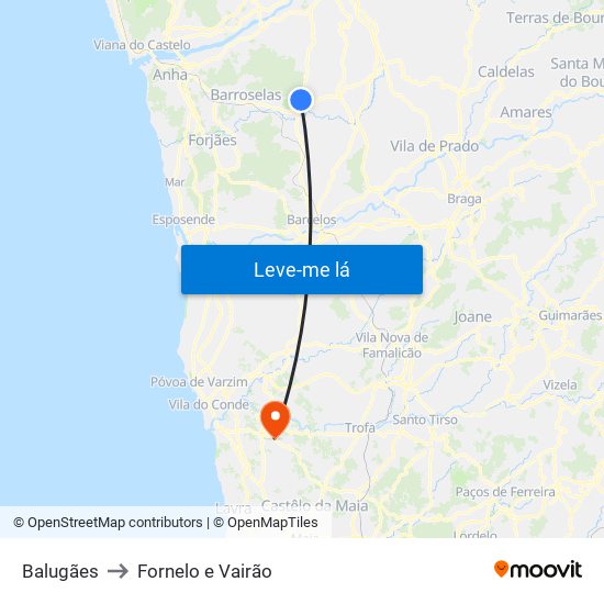 Balugães to Fornelo e Vairão map