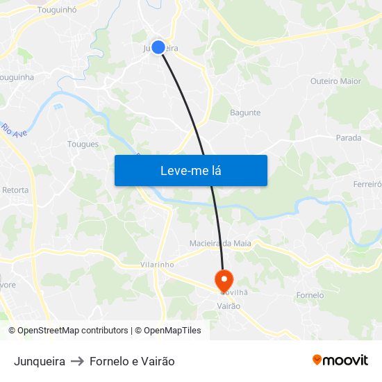 Junqueira to Fornelo e Vairão map