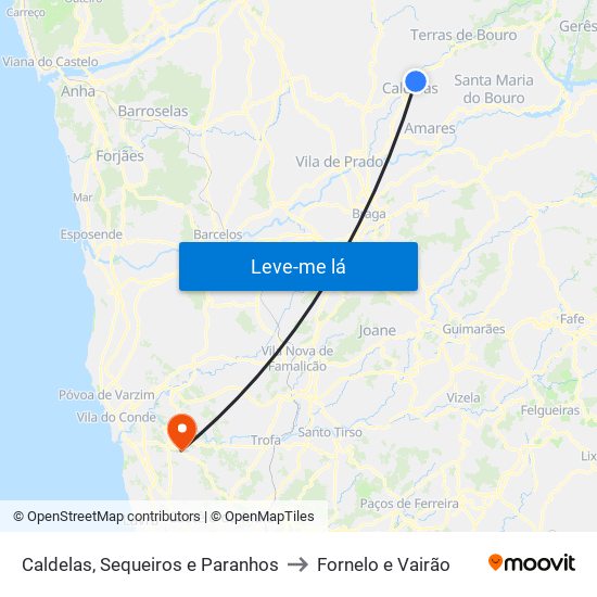 Caldelas, Sequeiros e Paranhos to Fornelo e Vairão map