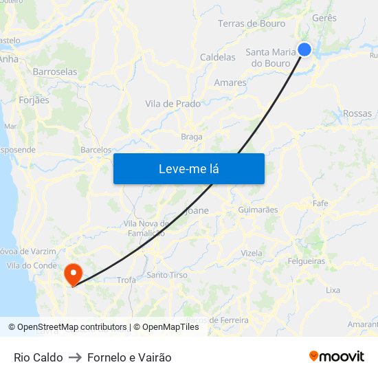 Rio Caldo to Fornelo e Vairão map