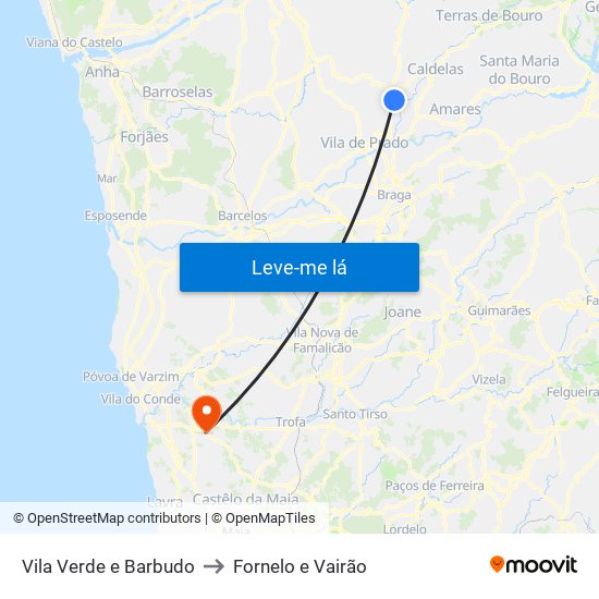 Vila Verde e Barbudo to Fornelo e Vairão map