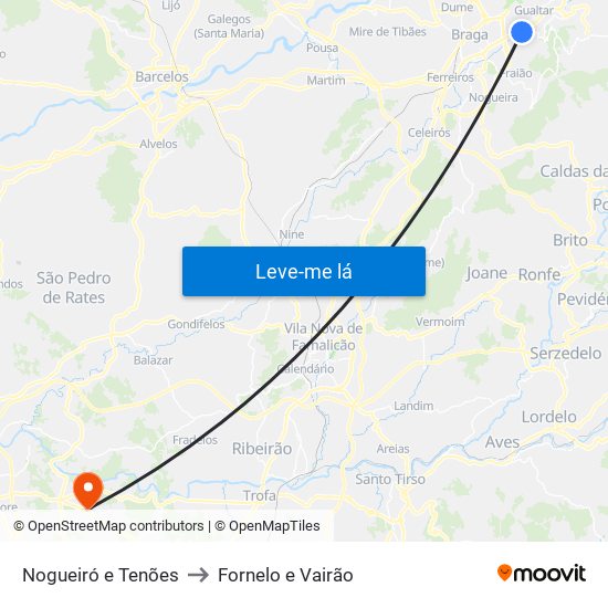 Nogueiró e Tenões to Fornelo e Vairão map