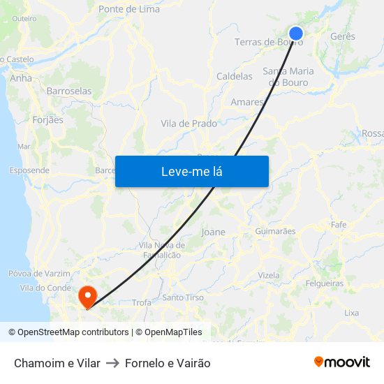 Chamoim e Vilar to Fornelo e Vairão map