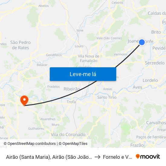 Airão (Santa Maria), Airão (São João) e Vermil to Fornelo e Vairão map