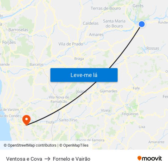 Ventosa e Cova to Fornelo e Vairão map