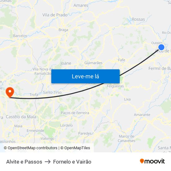 Alvite e Passos to Fornelo e Vairão map