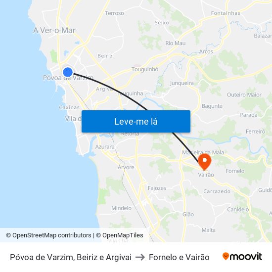 Póvoa de Varzim, Beiriz e Argivai to Fornelo e Vairão map