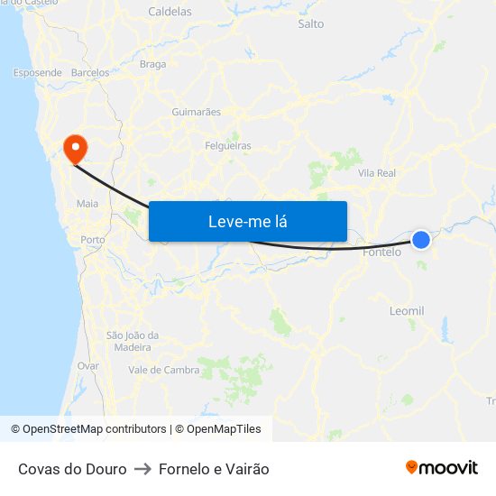 Covas do Douro to Fornelo e Vairão map