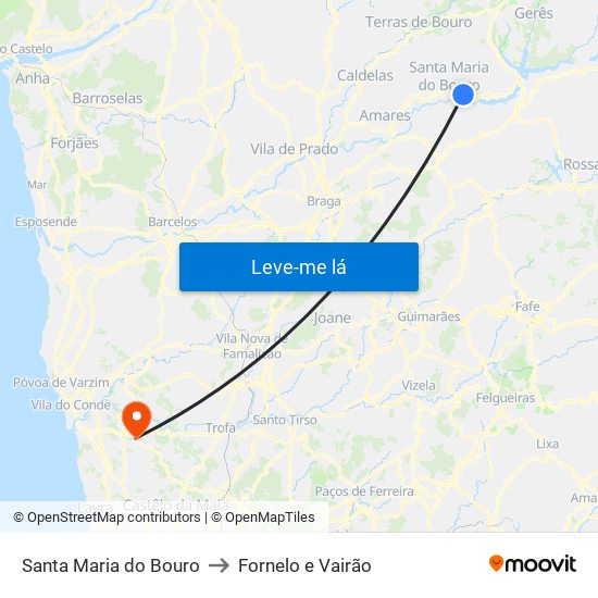 Santa Maria do Bouro to Fornelo e Vairão map