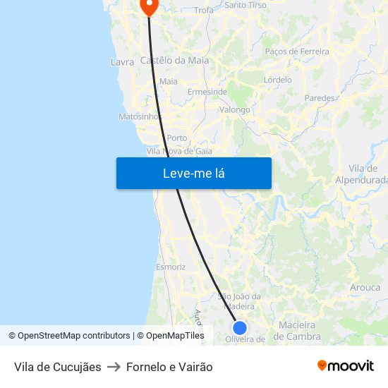 Vila de Cucujães to Fornelo e Vairão map