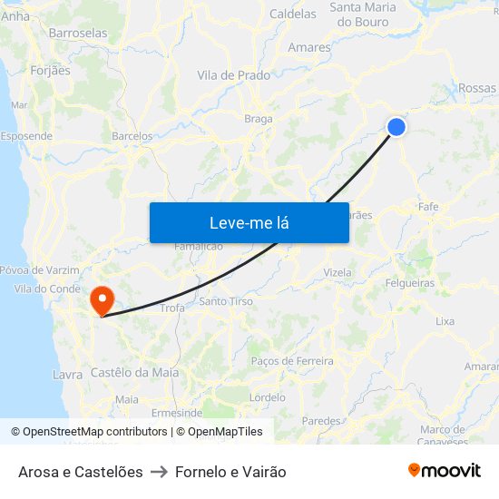 Arosa e Castelões to Fornelo e Vairão map