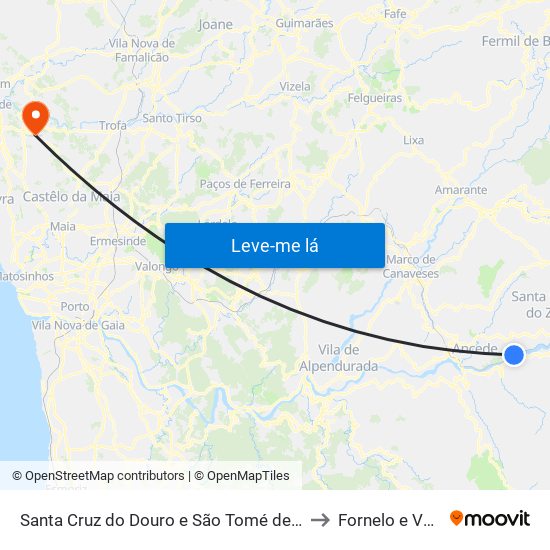 Santa Cruz do Douro e São Tomé de Covelas to Fornelo e Vairão map